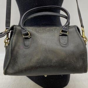 Vintage Coach Black Leather Broadway Speedy Satchel
